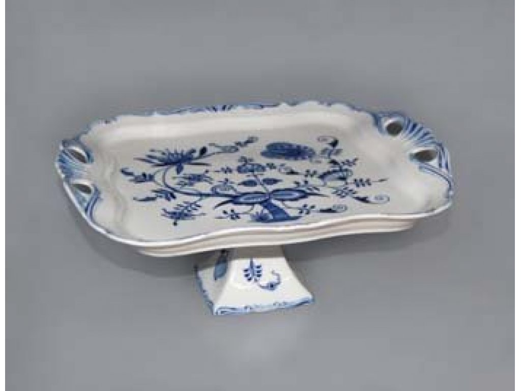 Zwiebelmuster Aida square tray 34x29cm on a leg Original Blue Onion Pattern Bohemia from Dubi