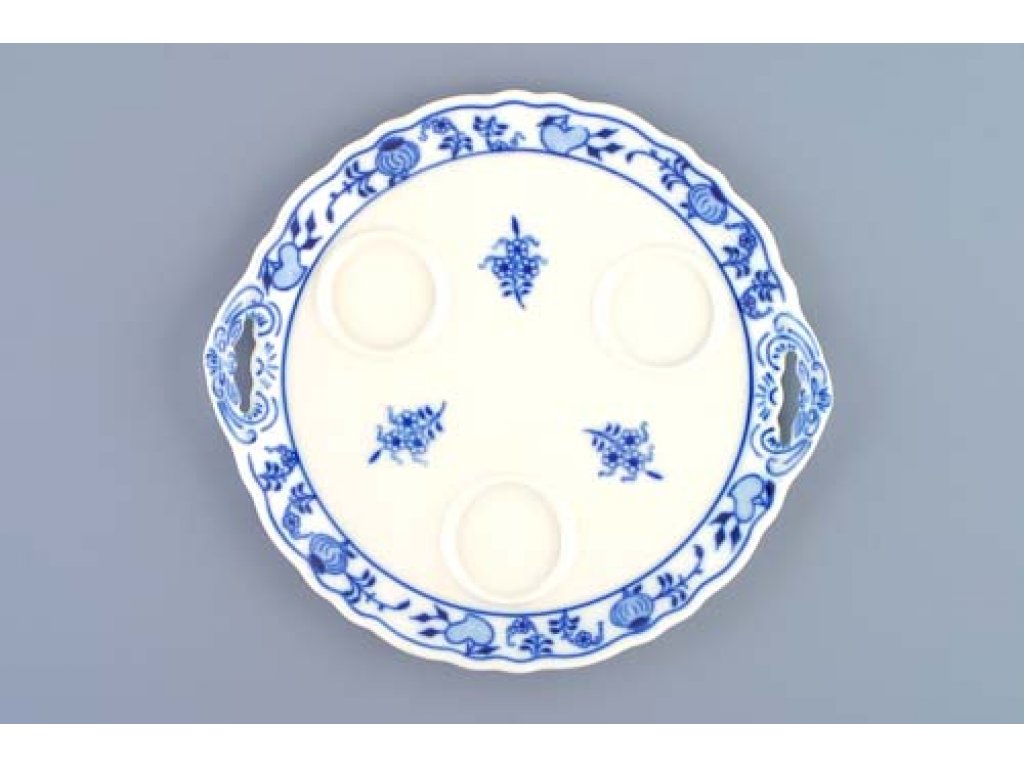 podnos cibulák kulatý pod 3 karafy originální český porcelán Dubí 2.jakost