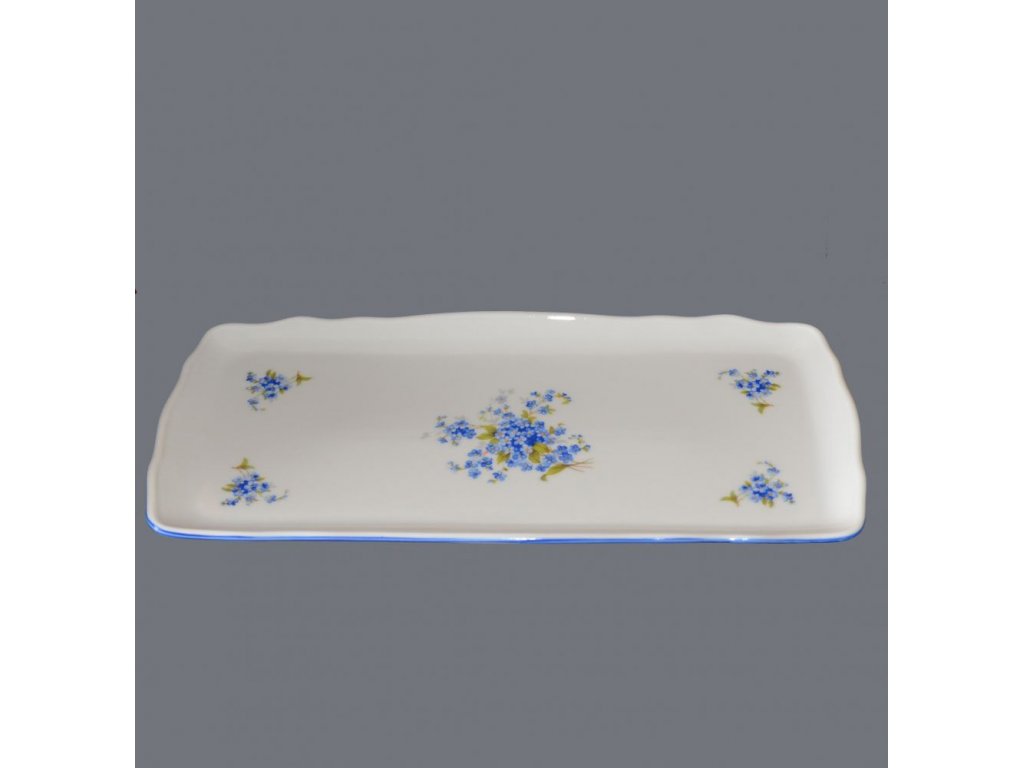 tray square forget-me-nots 33 cm porcelain Dubi blue line