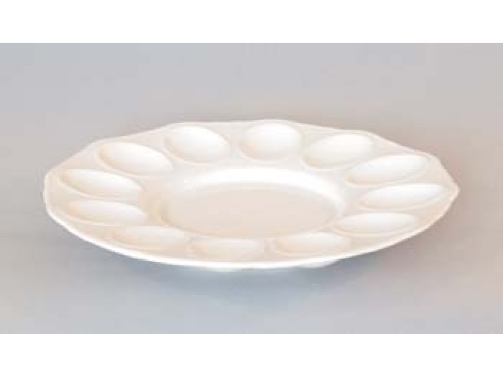 Partyschale weißes Porzellan für Eier 24,3 cm Tschechisches Porzellan Dubí