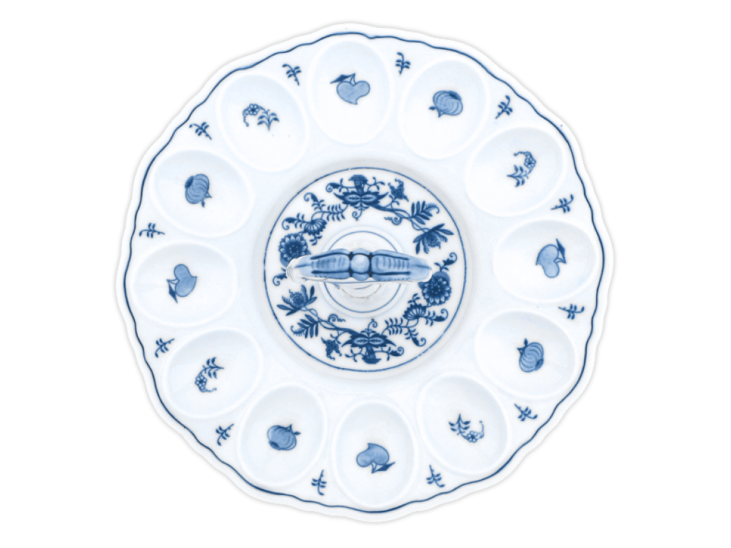 Zwiebelmuster Tray for Egg with Porcelain Key 24,5 cm, Original Blue Onion Pattern Bohemia from Dubi 