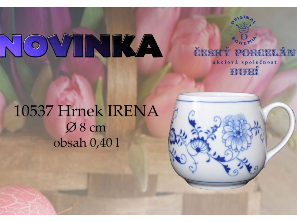 Porcelán Cibulák hrnek Irena 0,40 l originální cibulákový porcelán Dubí, cibulový vzor