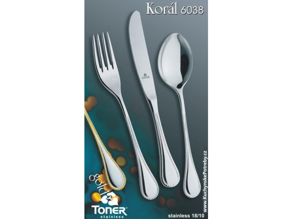 Příbory  TONER Koral Gold zlacená jídelní sada  24 ks pro 6 osob nerez 6038
