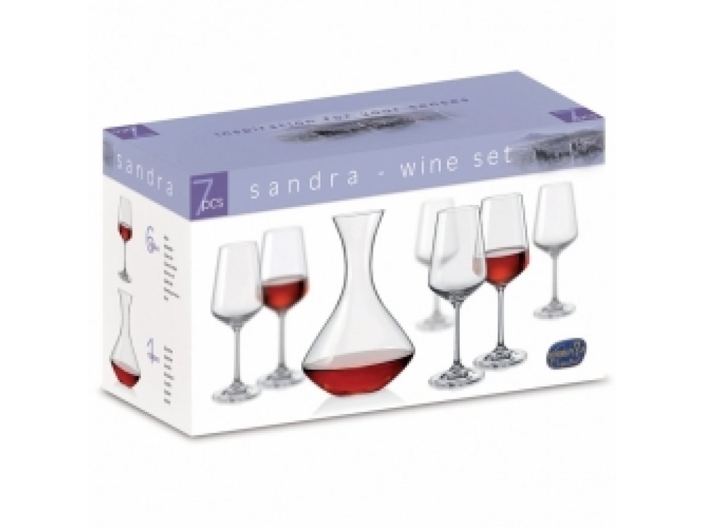 set of glasses and bottles Sandra Wine Set Crystalex 7 pieces