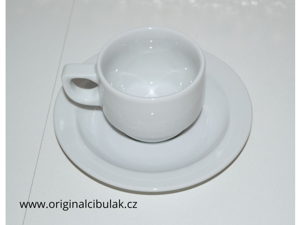 Cup and saucer low 140 Praktik white Thun