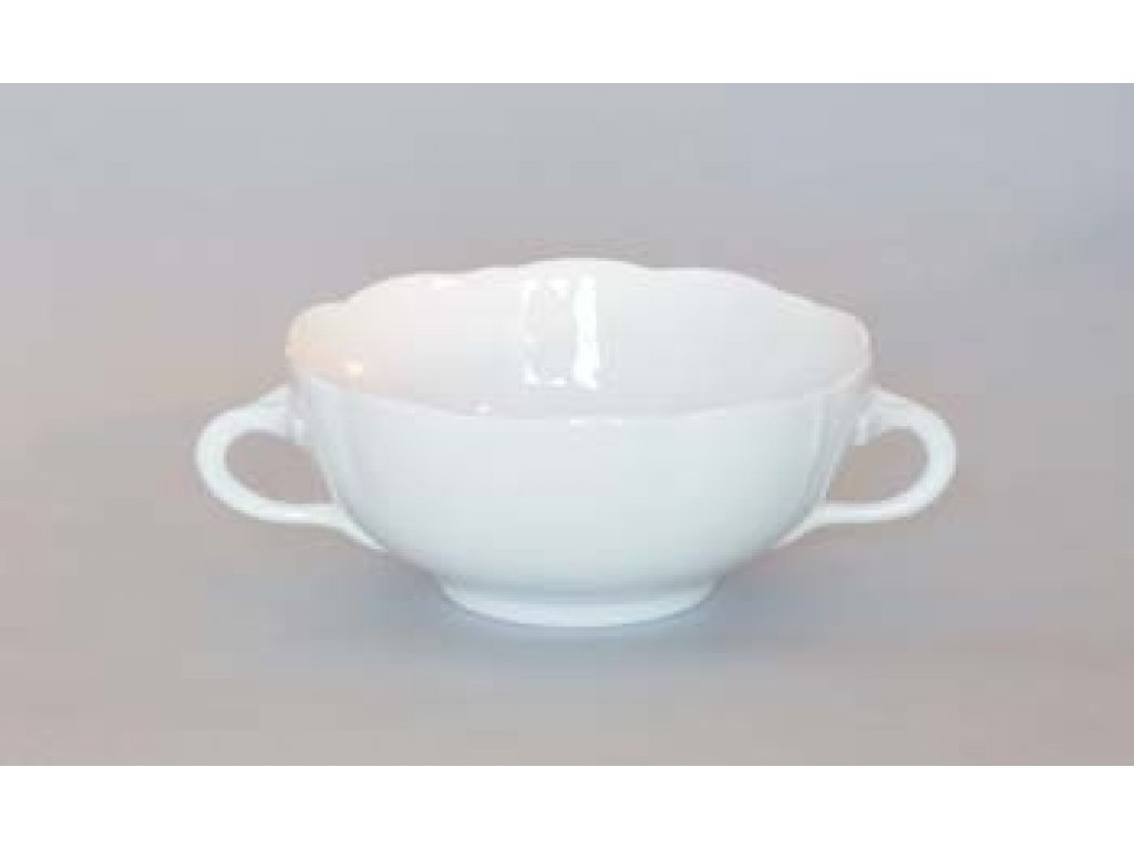 White porcelain broth cup with 2 handles, 0,30 l Czech porcelain Dubí