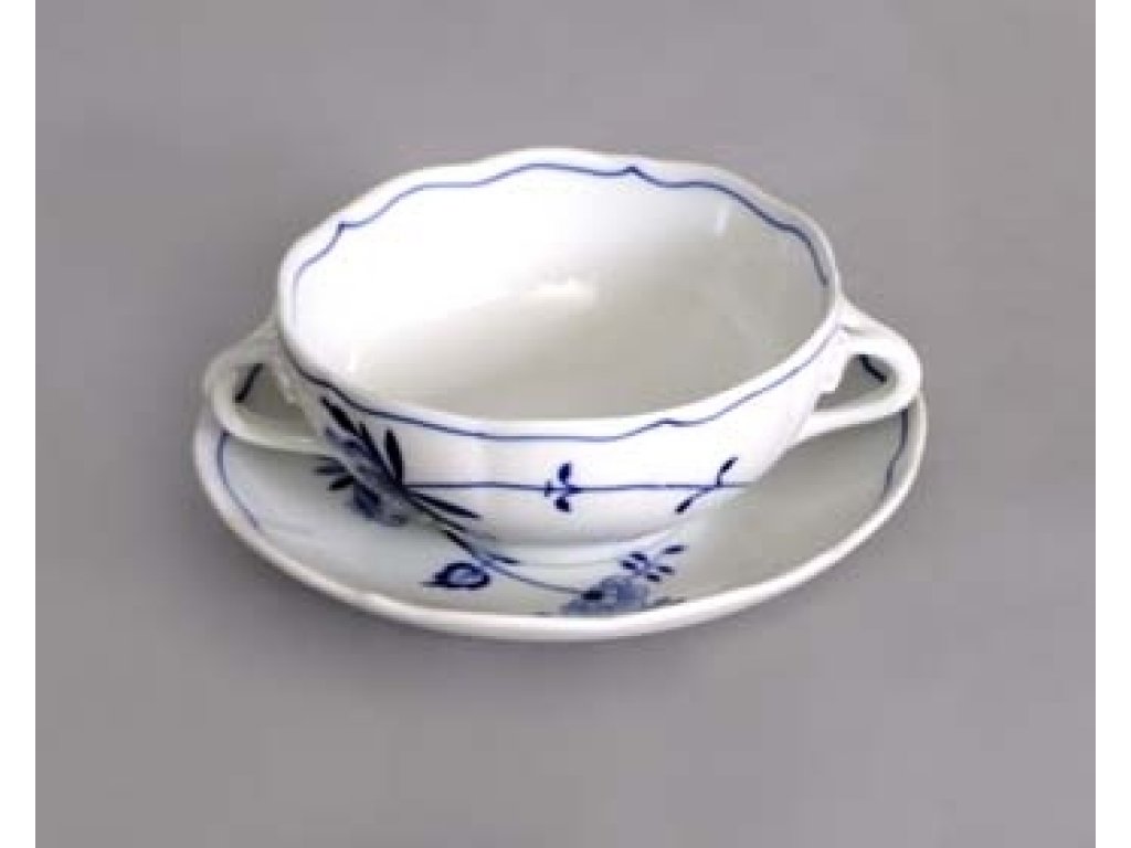 Eco Zwiebelmuster Soup Cup + Saucer,   Bohemia Porcelain from Dubi