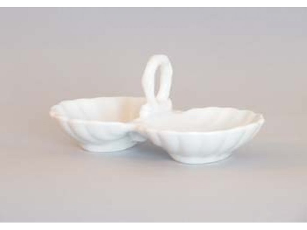Slánka porcelán bílý dvoudílná s úchytkou 12 cm Český porcelán Dubí  1 jakost