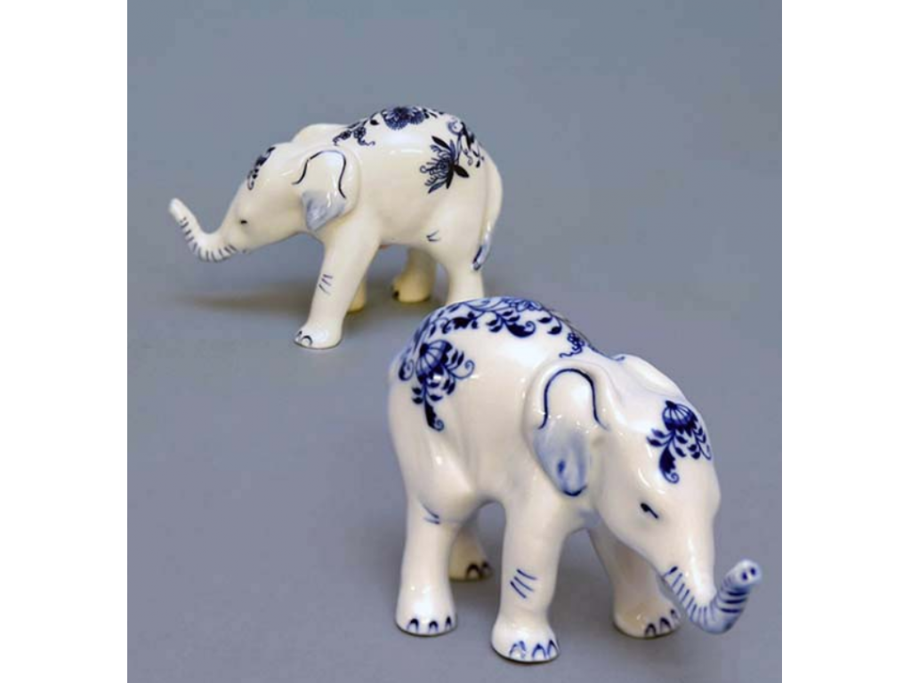 Zwiebelmuster Elefant kleine  11cm  Original Bohemia Porzellan aus Dubi 2. Wahl