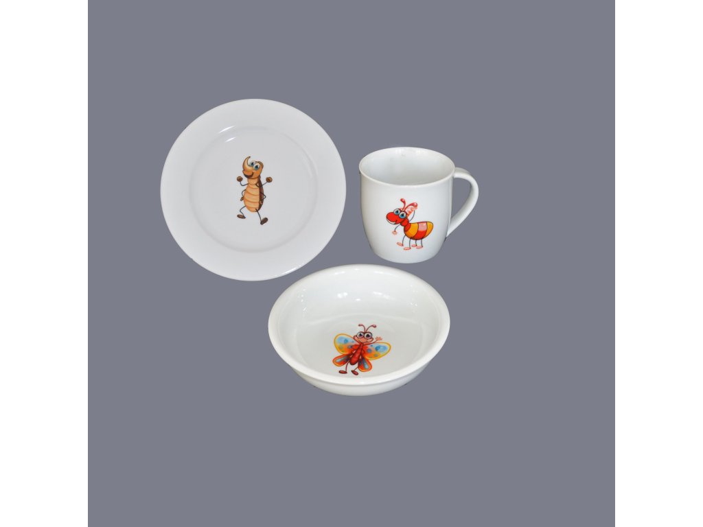Souprava dětská třídílná MB zvířátka Český porcelán Dubí 
