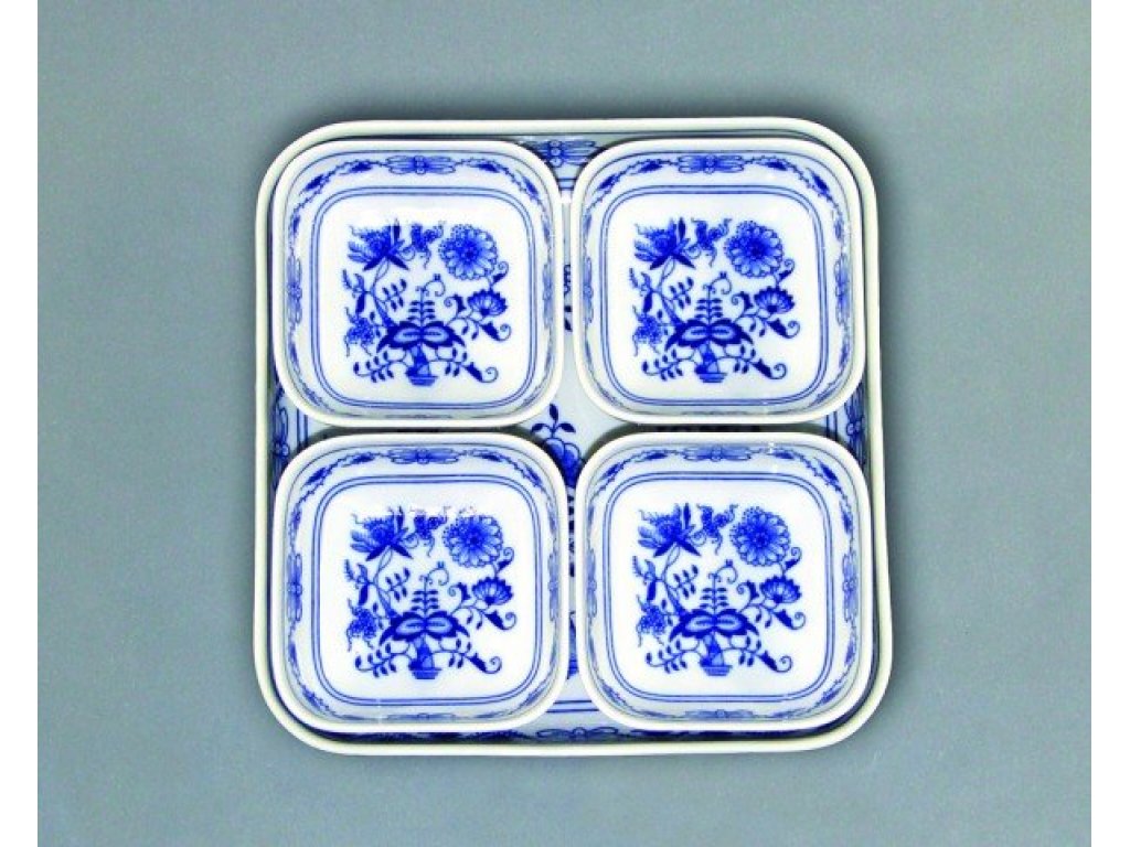 ZwiebelmusterSet of square bowls 710g Original Blue Onion Pattern Bohemia from Dubi