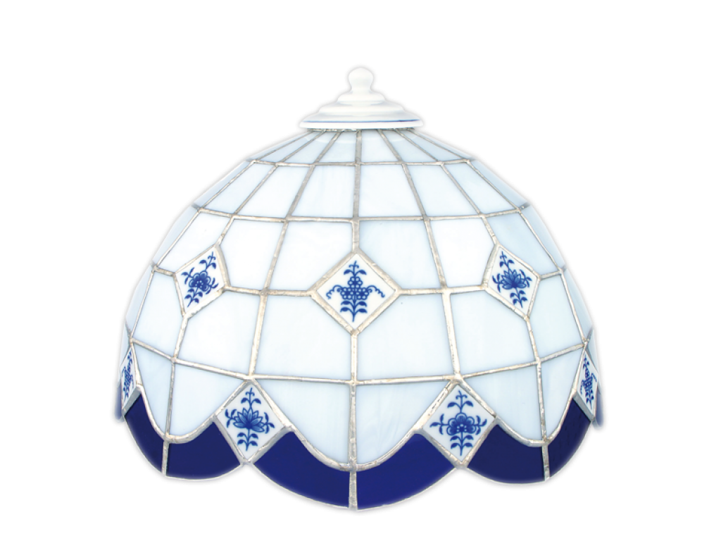 Cibulák Stínítko vitráž k lampovému podstavci neprolamované 35 cm Originál Český porcelán Dubí 
