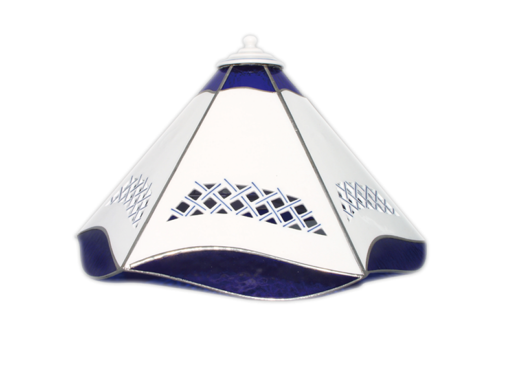 Zwiebelmuster Lampenschirm aus Buntglas, durchbrochen, 6 Wände, 35cm Original Bohemia Porzellan Dubi Karlsbader 