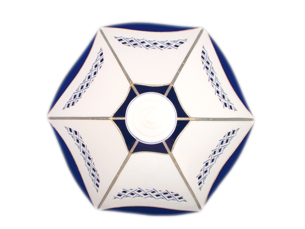 Zwiebelmuster Lampenschirm aus Buntglas, durchbrochen, 6 Wände, 35cm Original Bohemia Porzellan Dubi Karlsbader 