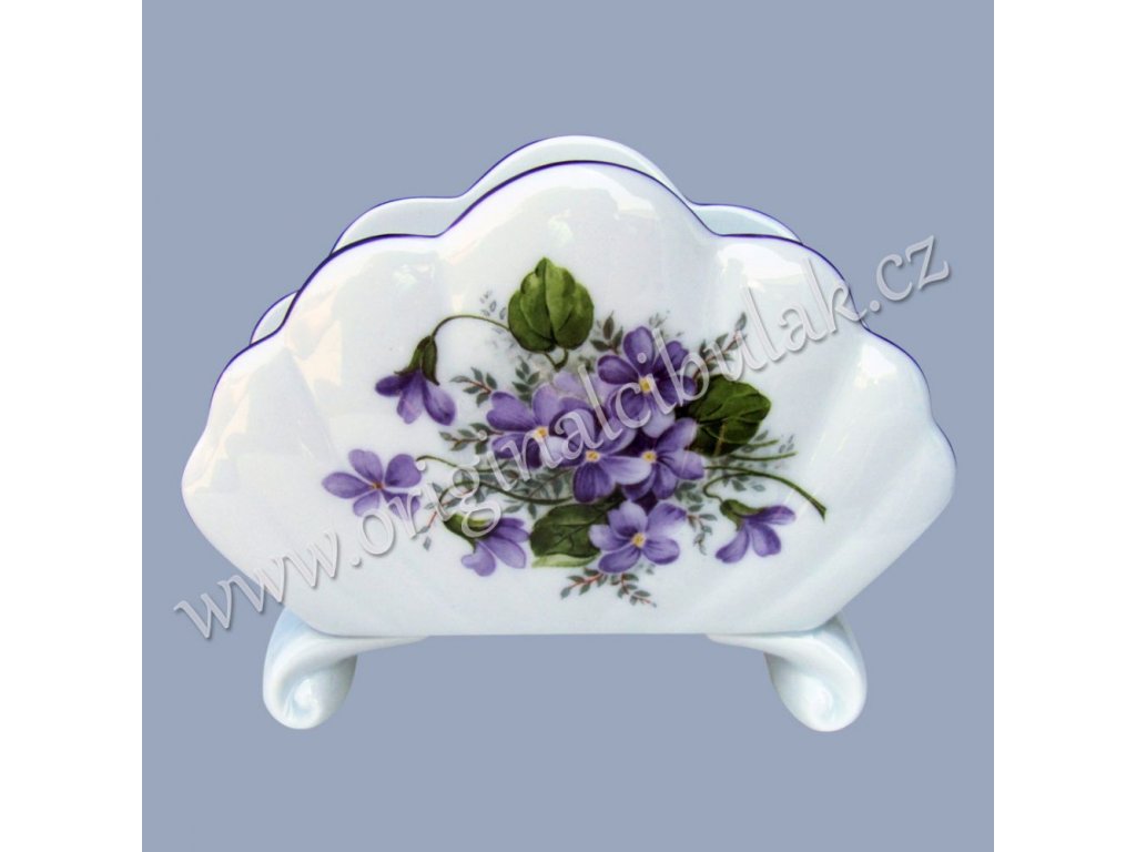 Napkin stand violets 10 cm Czech porcelain porcelain Dubí violet line