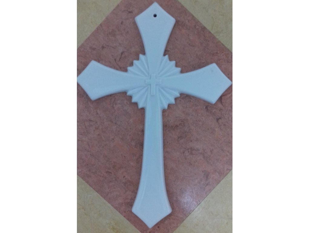 svatý kříž bílý (závěsný) 30 cm český porcelán Dubí