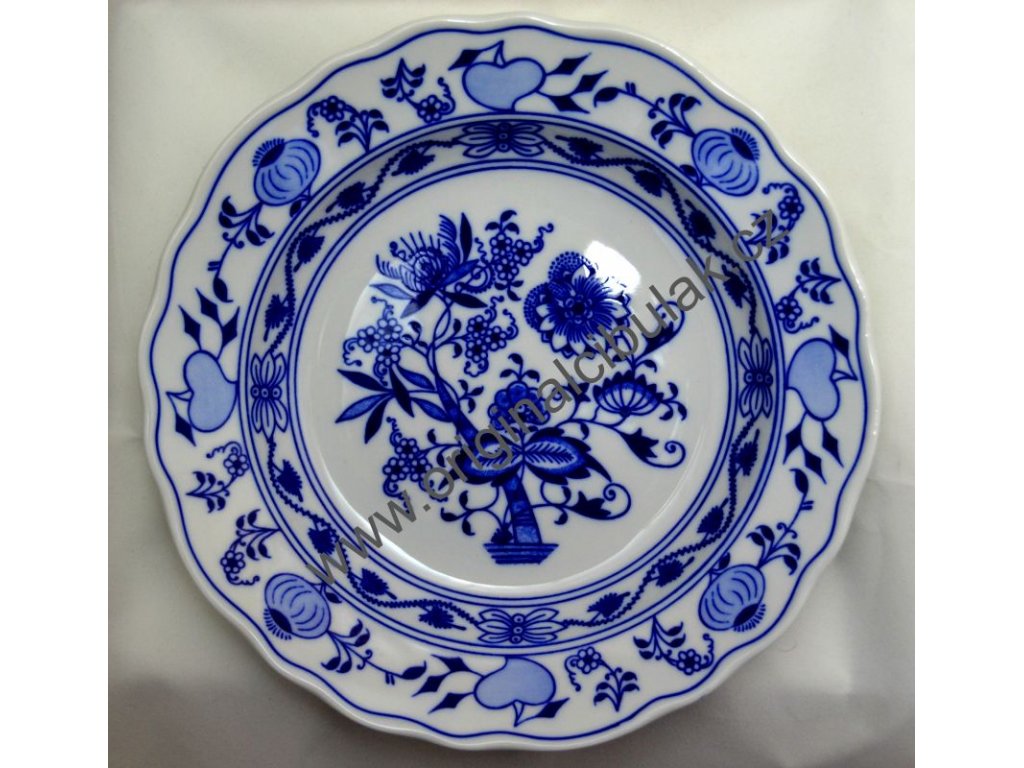 Cibuľový tanier hlboký 24 cm, originálny cibuľový porcelán Dubí , cibuľový vzor