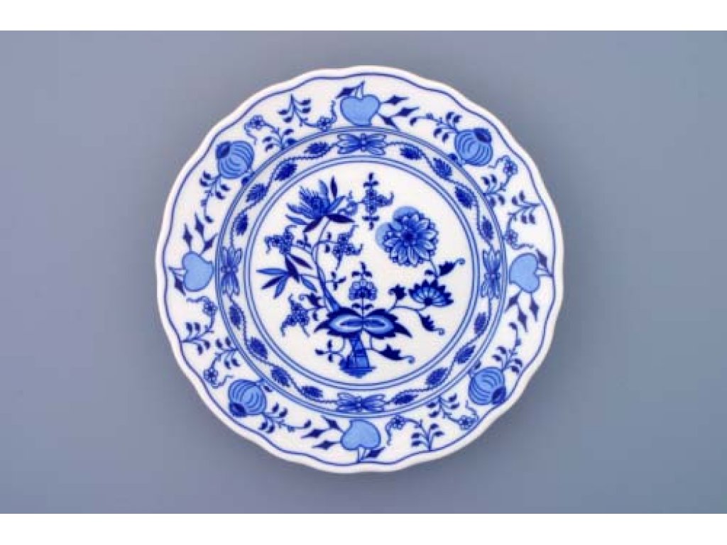 Zwiebelmuster Flat Plate 21cm, Original Bohemia Porcelain from Dubi
