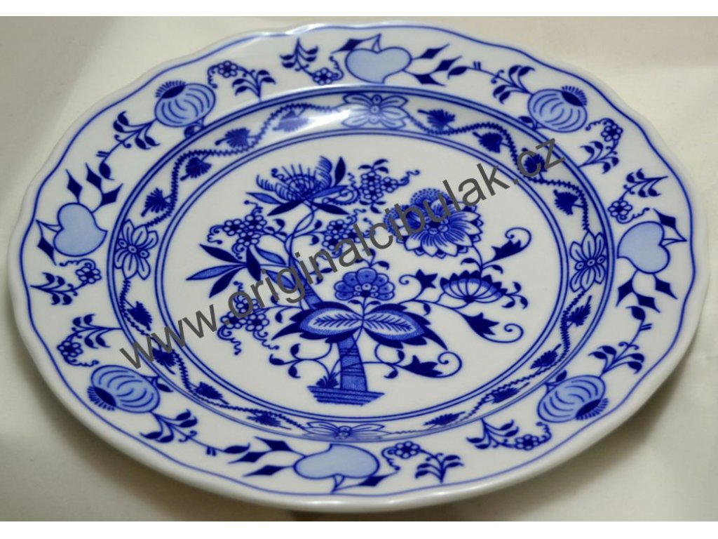 Zwiebelmuster Flat Plate 24cm, Original Bohemia Porcelain from Dubi