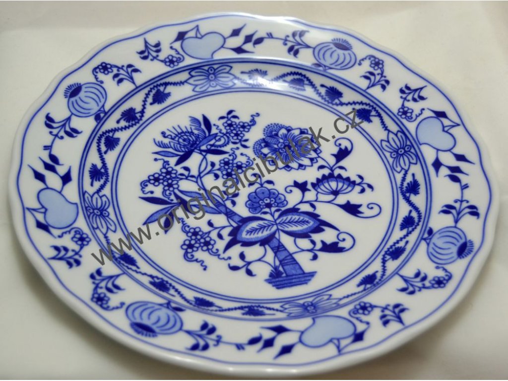 Zwiebelmuster Flat Plate 24cm, Original Bohemia Porcelain from Dubi