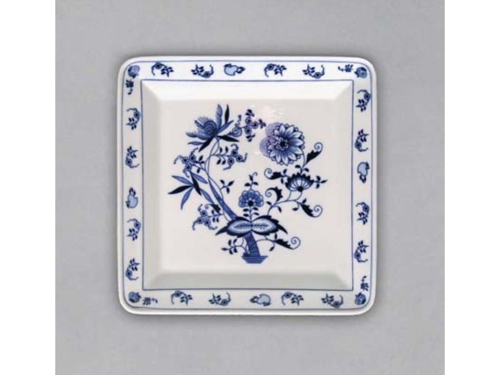 talíř čtyřhranný 21,5 cm 10615 cibulák český porcelán Dubí