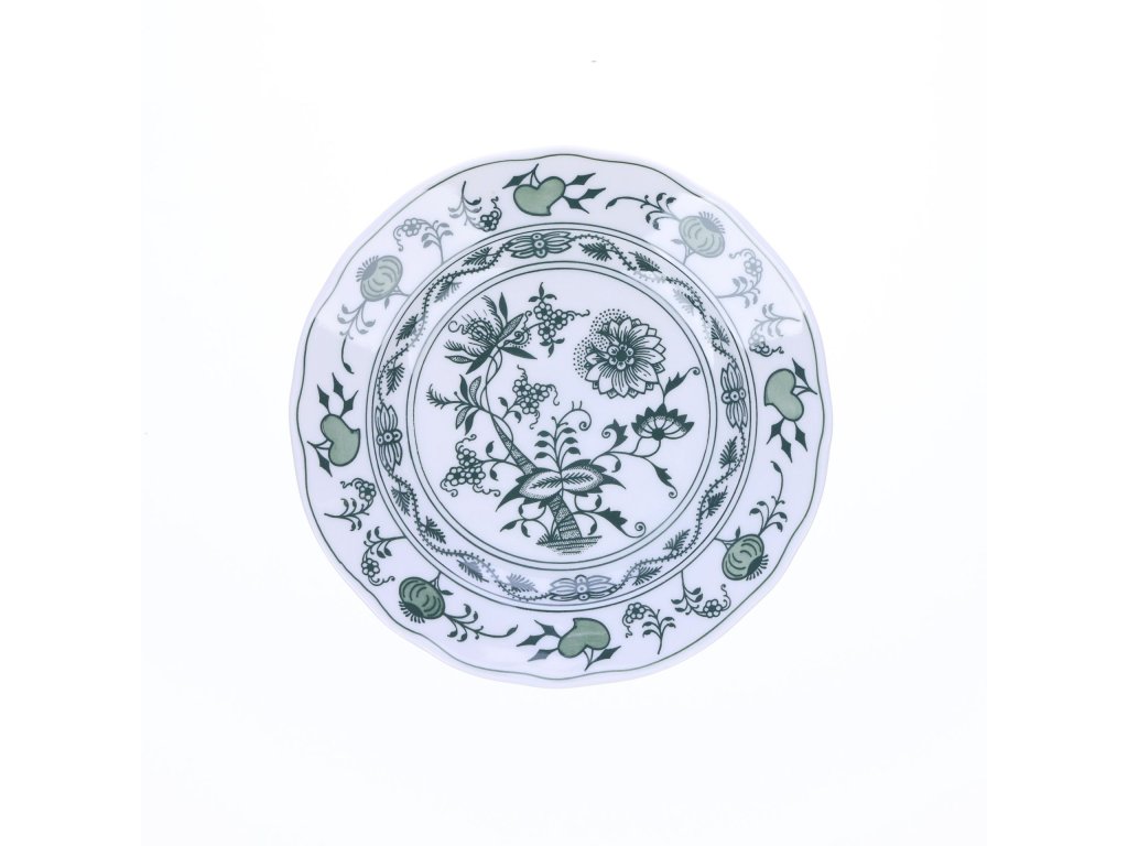  ZELENÝ Cibulák Talíř dezertní praporový  15cm Originál Český porcelán Dubí