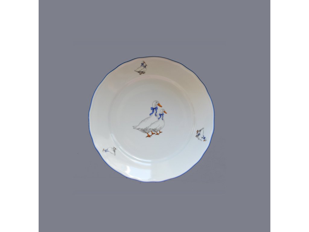 Talíř dezertní praporový 19cm Husy Český porcelán Dubí