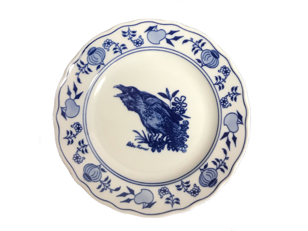 Zwiebelmuster Dessertteller 19cm KRÄHE Original Bohemia Porzellan Dubi Karlsbader