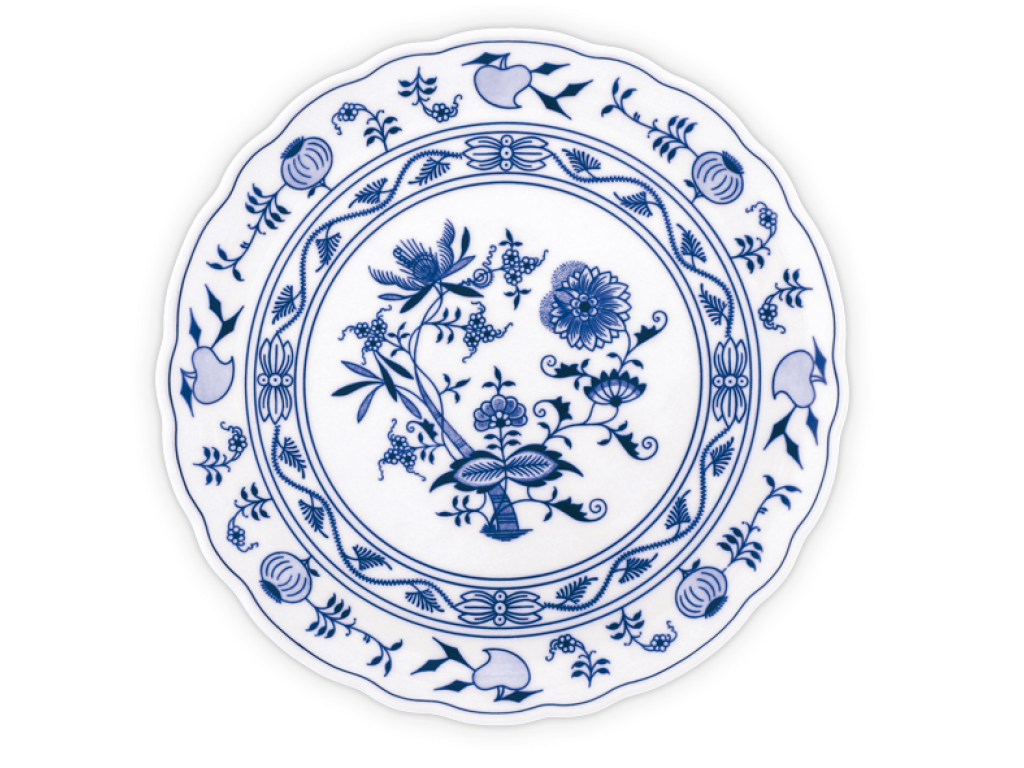 Zwiebelmuster Tortenplatte 31cm  Original Bohemia Porzellan Dubi Karlsbader 