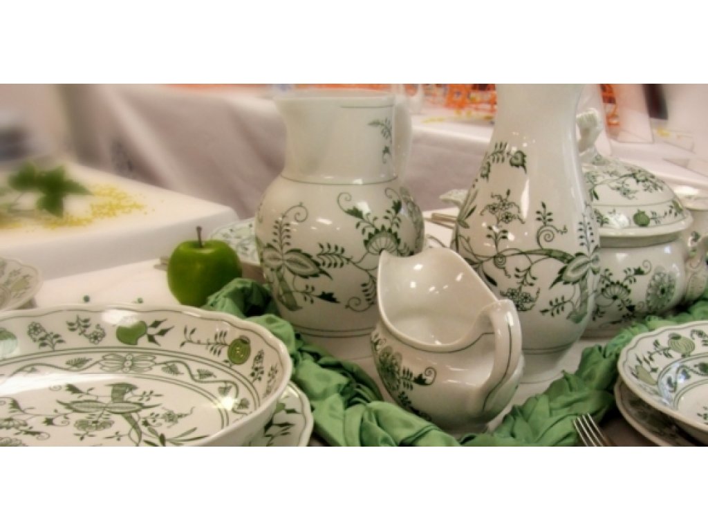 Cibulák Hlboký tanier 24 cm zelený dekor originálny cibulák cibuľový porcelán Dubí