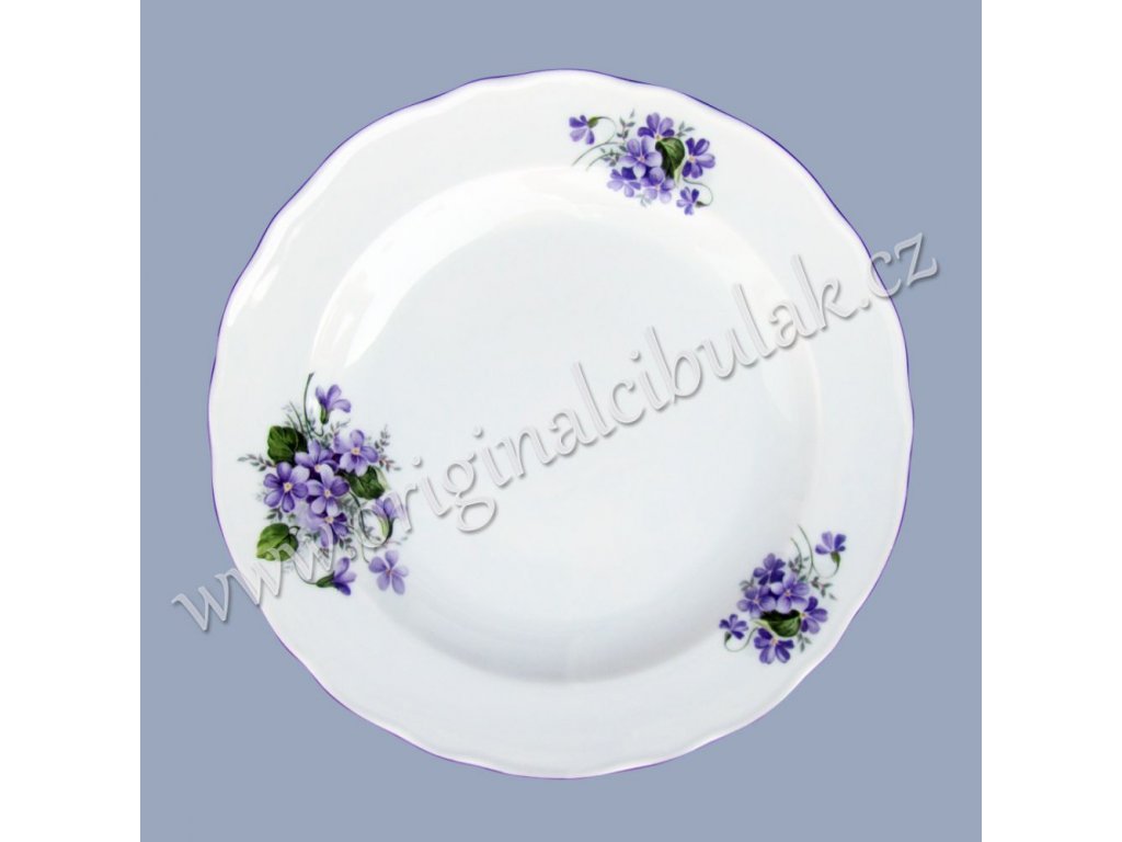 shallow plate violets 24 cm Czech porcelain Dubí violet line