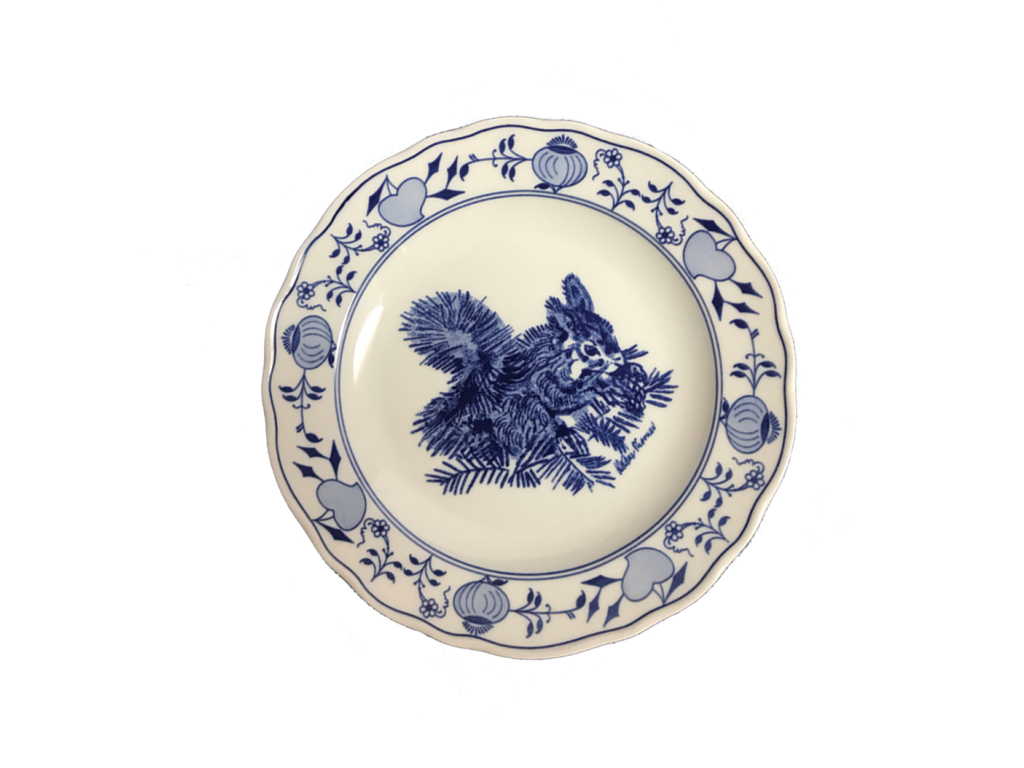 Cibulák Talíř mělký praporový 24cm VEVERKA Originál Český porcelán Dubí 