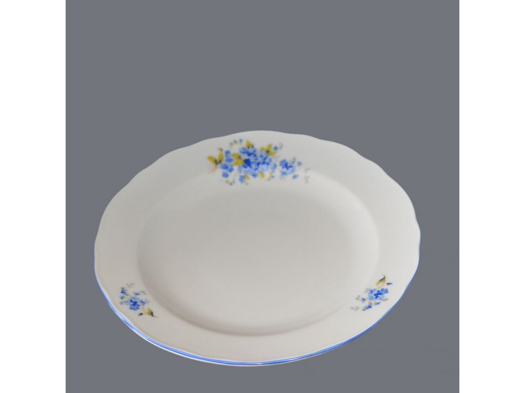talíř pomněnky  hluboký 24 cm modrá linka originální porcelán Dubí