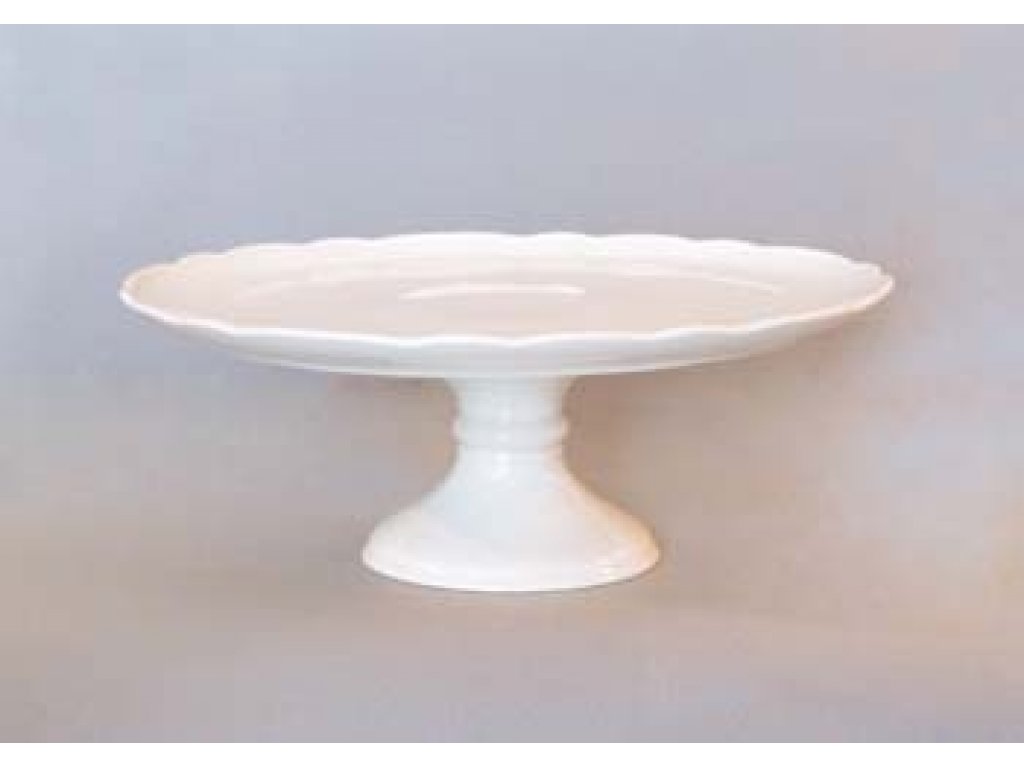 Talíř porcelán bílý dortový na noze 31 cm český porcelán Dubí