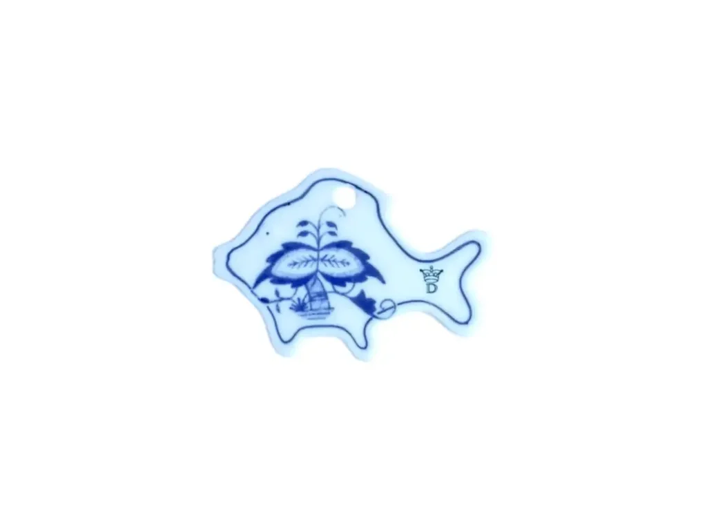 Zwiebelmuster Christmas ornament Fish 80 x 55 mm, 50 g Original Blue Onion Pattern Bohemia from Dubi 