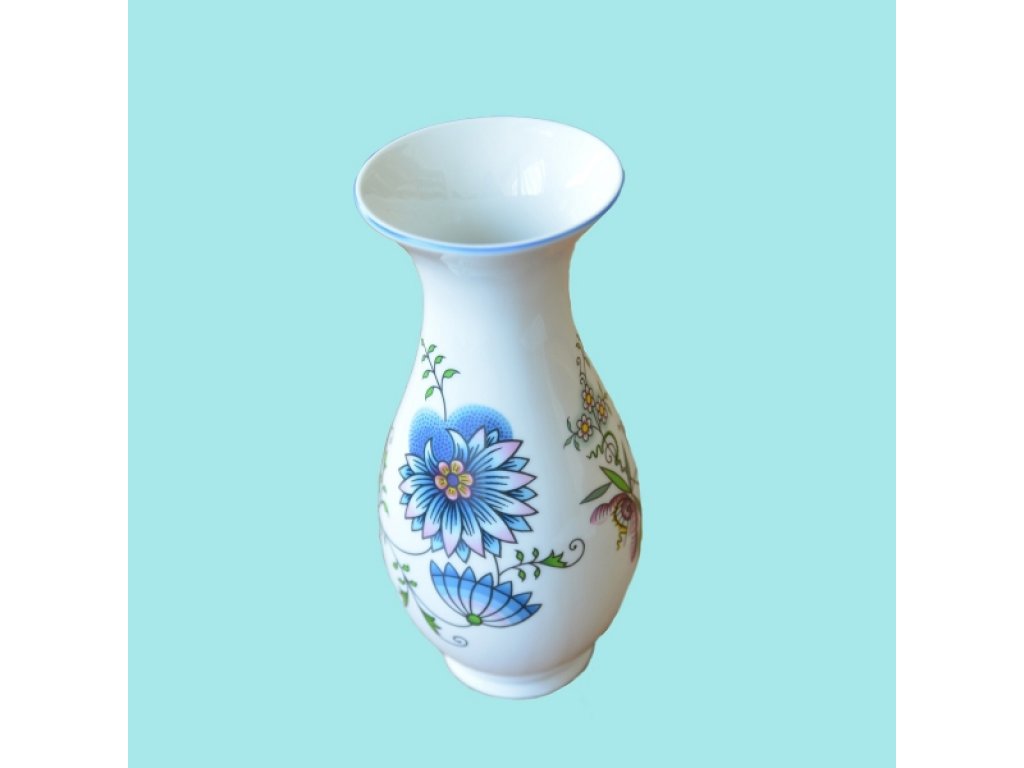 Cibulák váza 1210 / 3 NATURE farebný cibulák 25,5 cm cibulový porcelán originálny cibulák Dubí