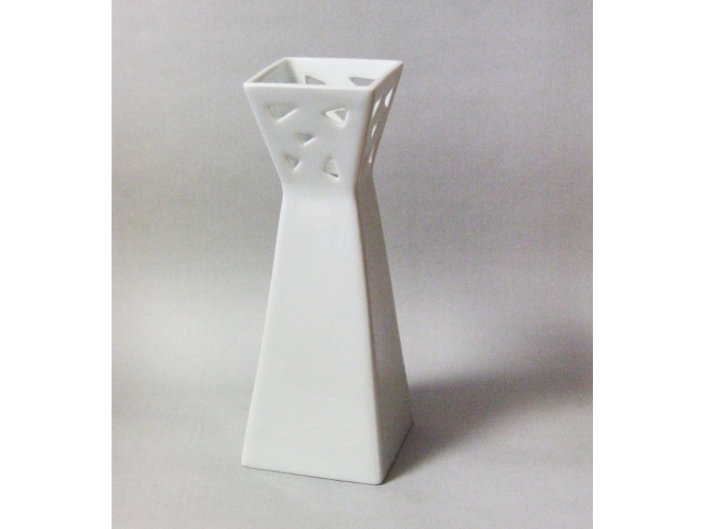 Váza Bohemia White hranatá prolamovaná- design prof. arch. Jiří Pelcl, cibulový porcelán Dubí