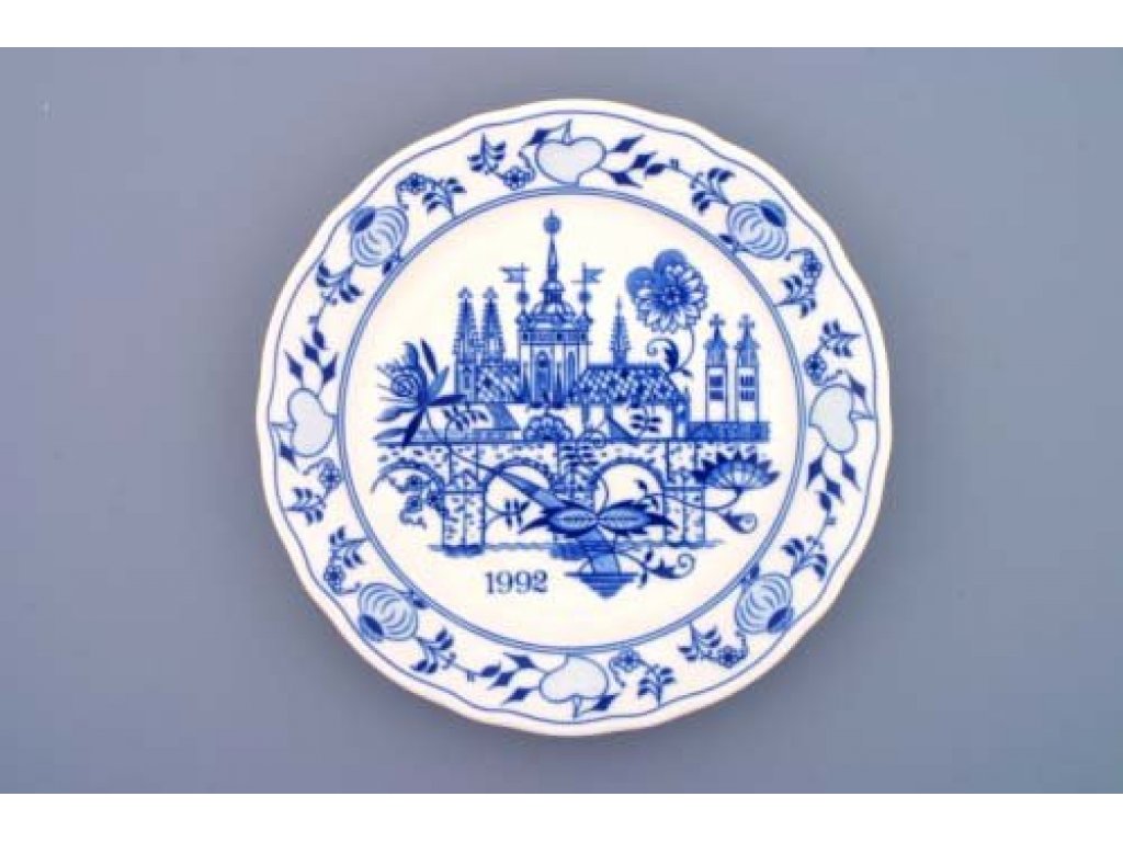 Cibulak Tanier závesný plytký výročný 1992 24cm Originálny Český Porcelán Dubí