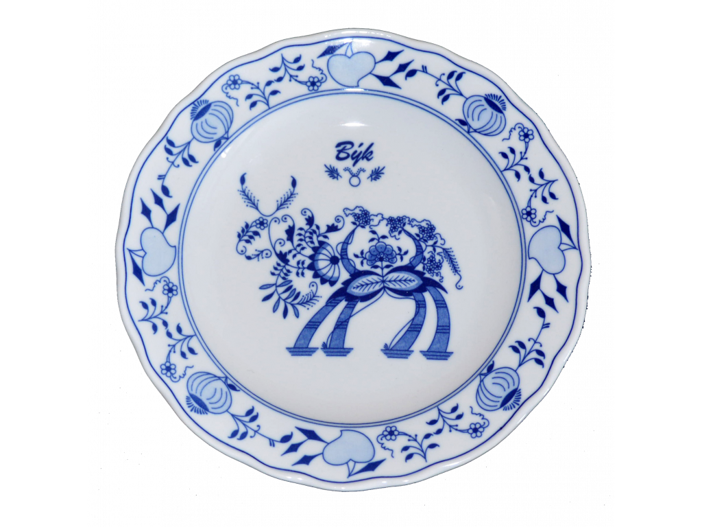 Zwiebelmuster Sternzeichen Horoskop Platte STIER 24cm Original Bohemia Porzellan Dubi Karlsbader 
