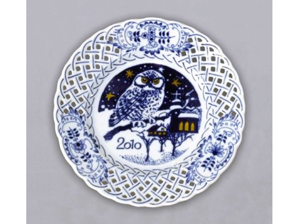 Cibulák Závěsný talíř prolamovaný 18cm výroční 2010 Originál Český porcelán Dubí 