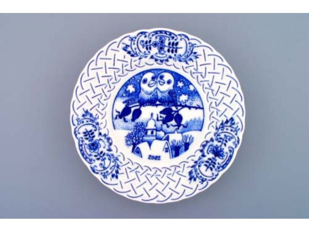 Zwiebelmuster Plate Anniversary 2002  embossed hanging 18cm Original Blue Onion Pattern Bohemia from Dubi 2.quality