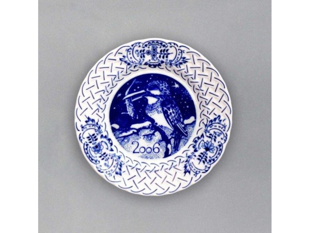 Zwiebelmuster Plate Anniversary 2006  embossed hanging 18cm Original Blue Onion Pattern Bohemia from Dubi
