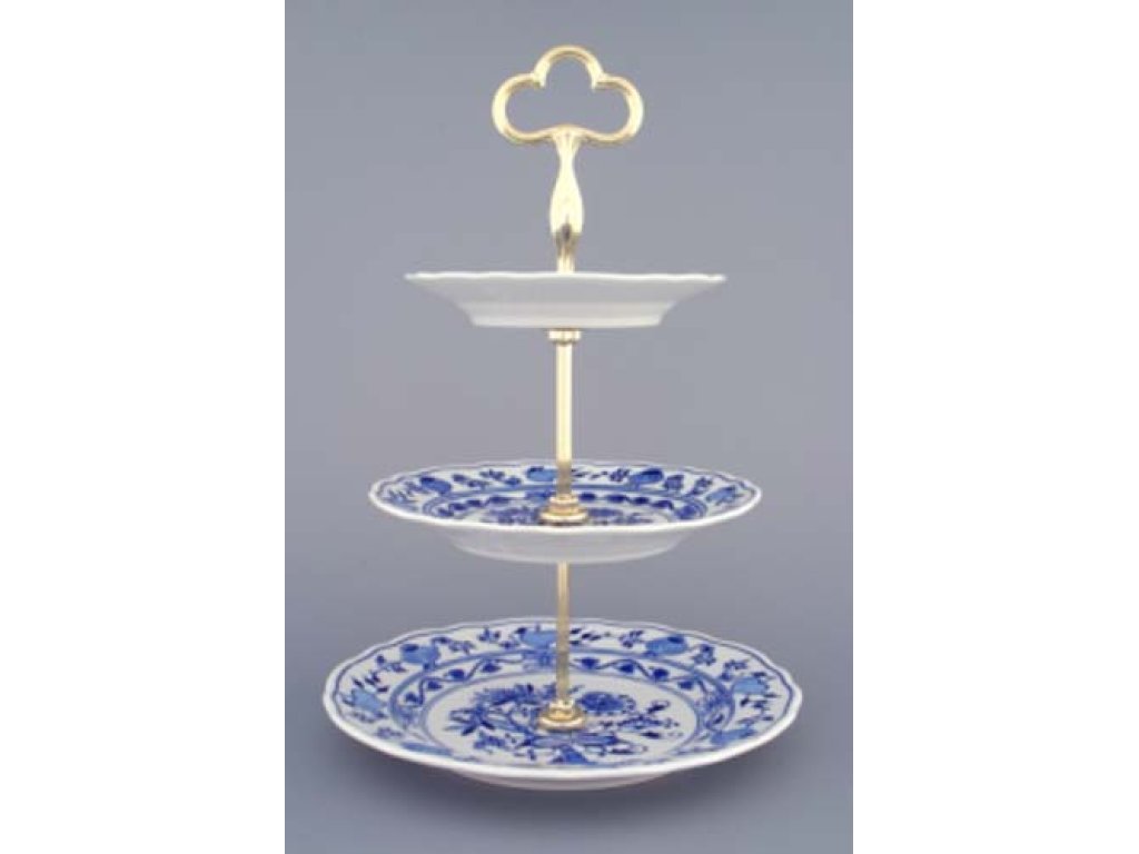 ZELENÝ Cibulák Etažér třídílný talířový 15+19+24 x 35cm Originál Český porcelán Dubí 