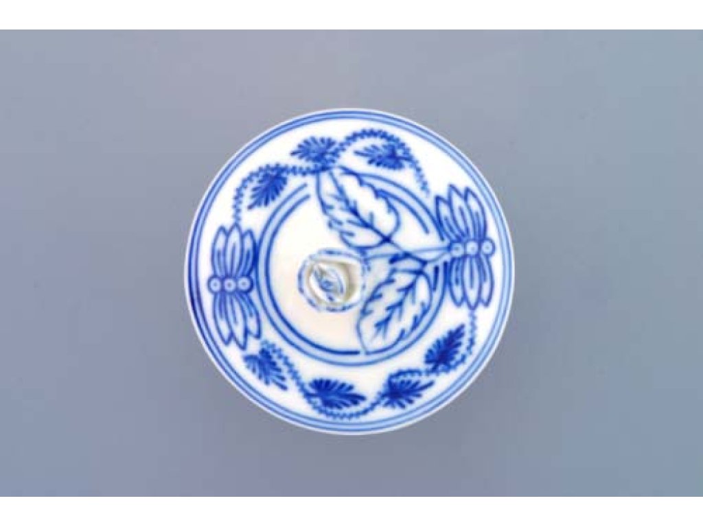 GREEN  Zwiebelmuster Mustard jar with lid without cutout 0.10l Original Blue Onion Pattern Bohemia from Dubi
