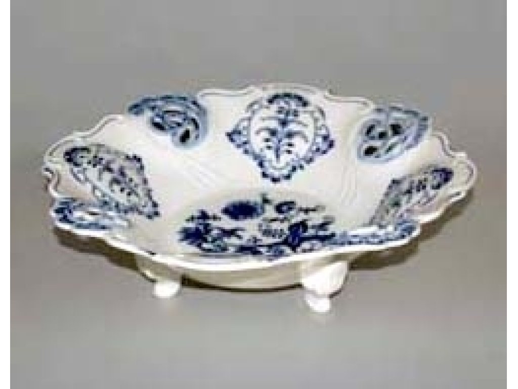 GRÜN  Zwiebelmuster Aida Schale, perforiert, 32cm Original Bohemia Porzellan Dubi Karlsbader