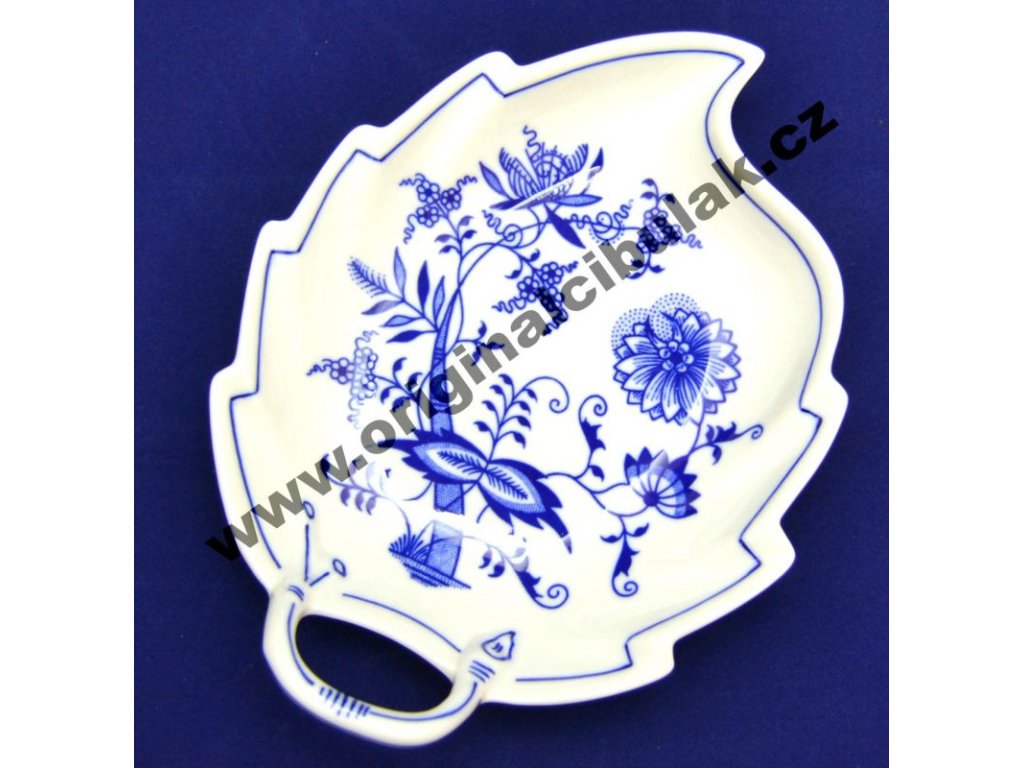GRÜN  Zwiebelmuster Blattschale 19cm Original Bohemia Porzellan Dubi Karlsbader 