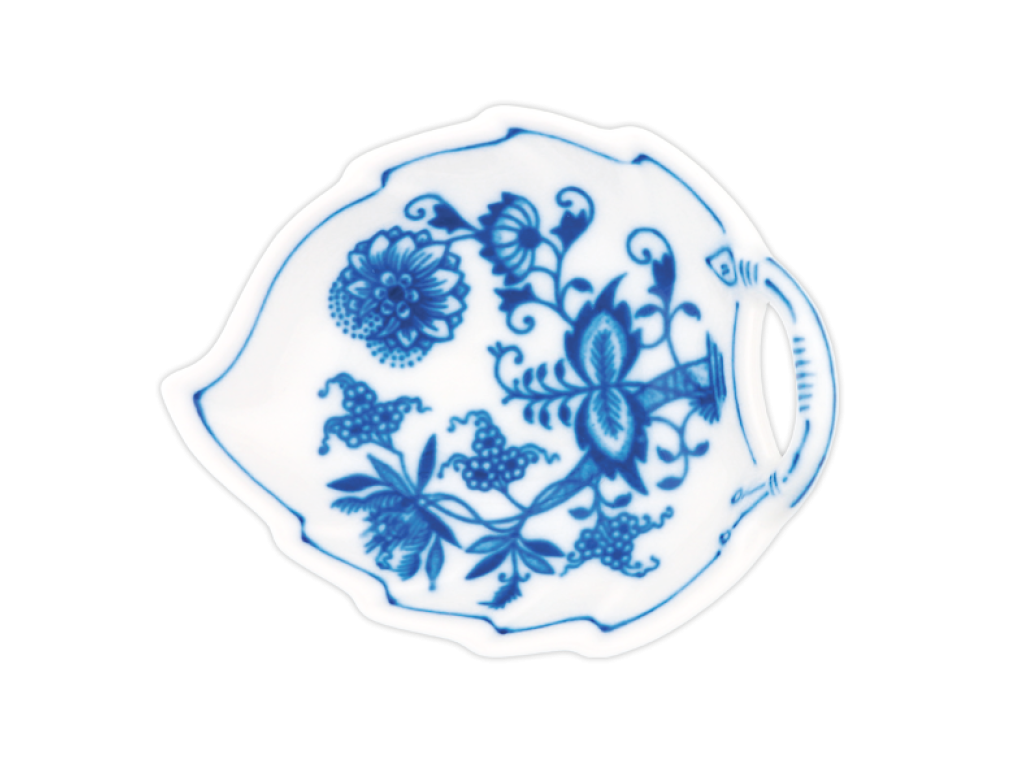 GRÜN  Zwiebelmuster Blattschale 22cm Original Bohemia Porzellan Dubi Karlsbader 
