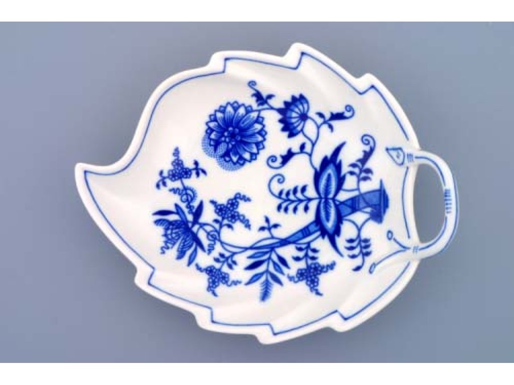 GRÜN  Zwiebelmuster Blattschale 22cm Original Bohemia Porzellan Dubi Karlsbader 