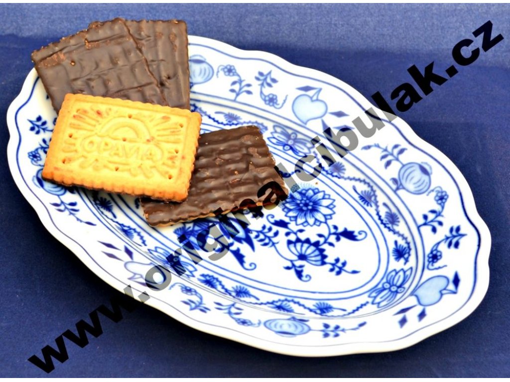 GRÜN  Zwiebelmuster Ovale Schüssel 20cm Original Bohemia Porzellan Dubi Karlsbader