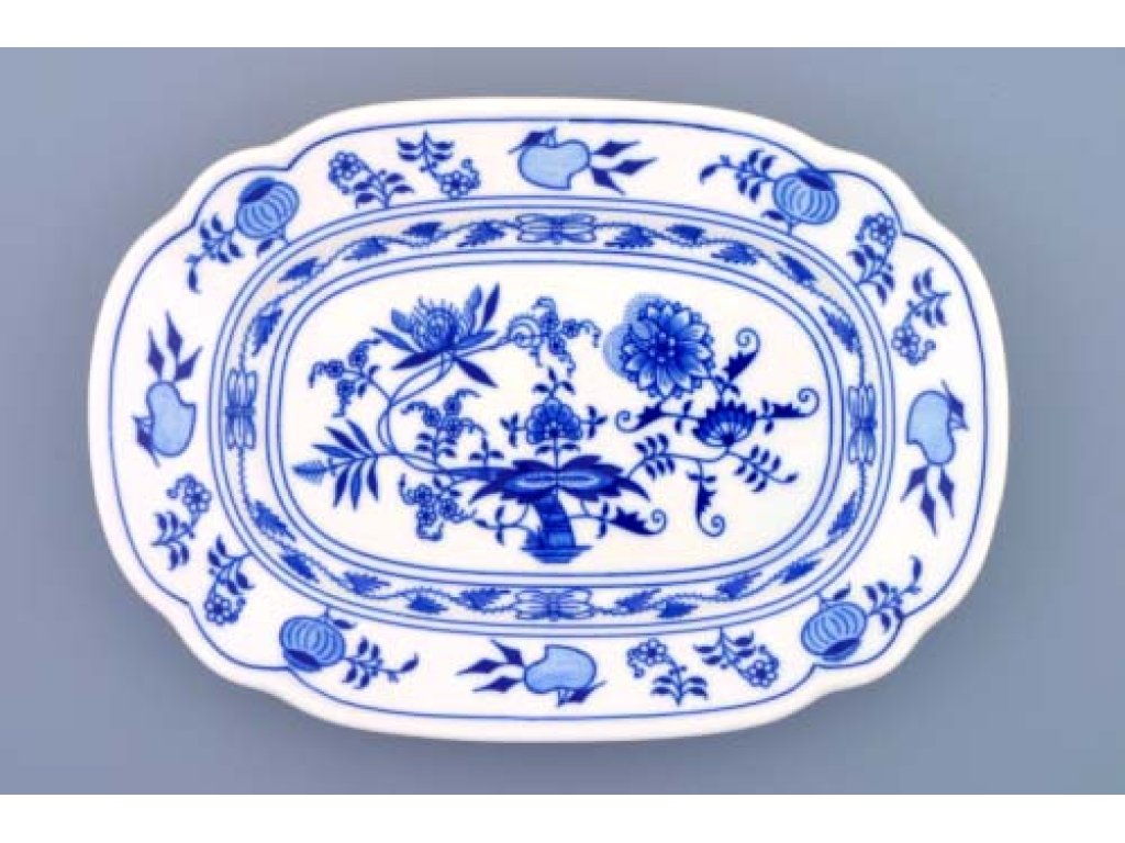 GREEN  Zwiebelmuster Flat bowl 24cm Original Blue Onion Pattern Bohemia from Dubi 
